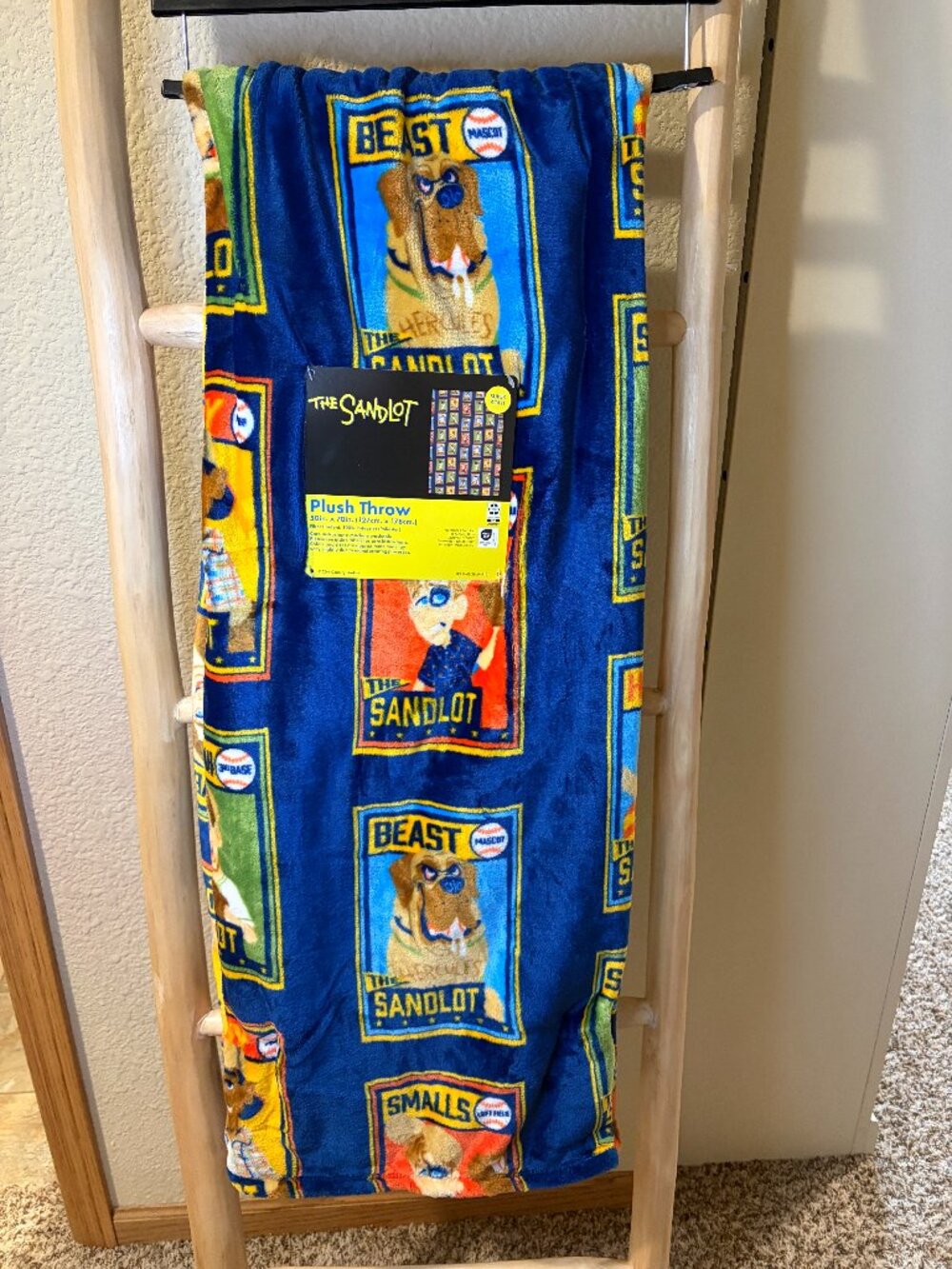 The Sandlot Baseball Movie Character Cards Plush Throw Blanket 50x70 NWT